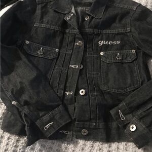 Vintage 80s Guess Black Jean Jacket with Classic Style